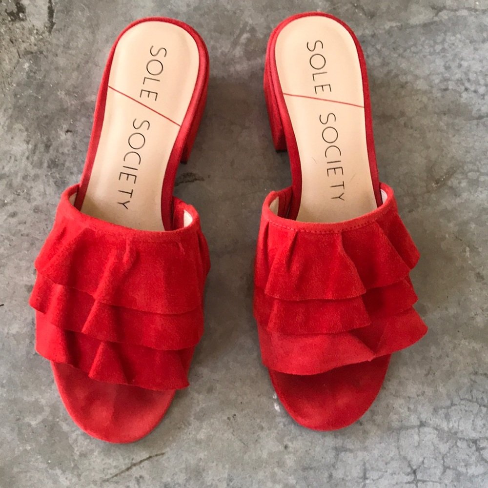 Sole Society / Red Valentia Ruffle Mule Sandal